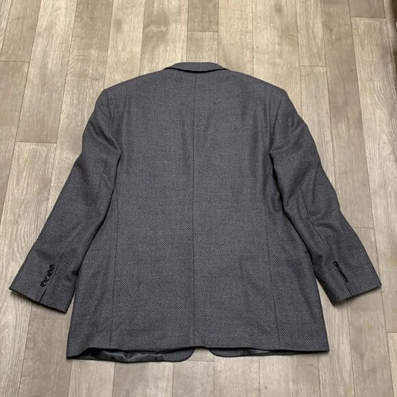 Mens Stafford 100% Pure New Wool Gray 3 Button Blazer Sports Coat Jacket - Picture 2 of 9